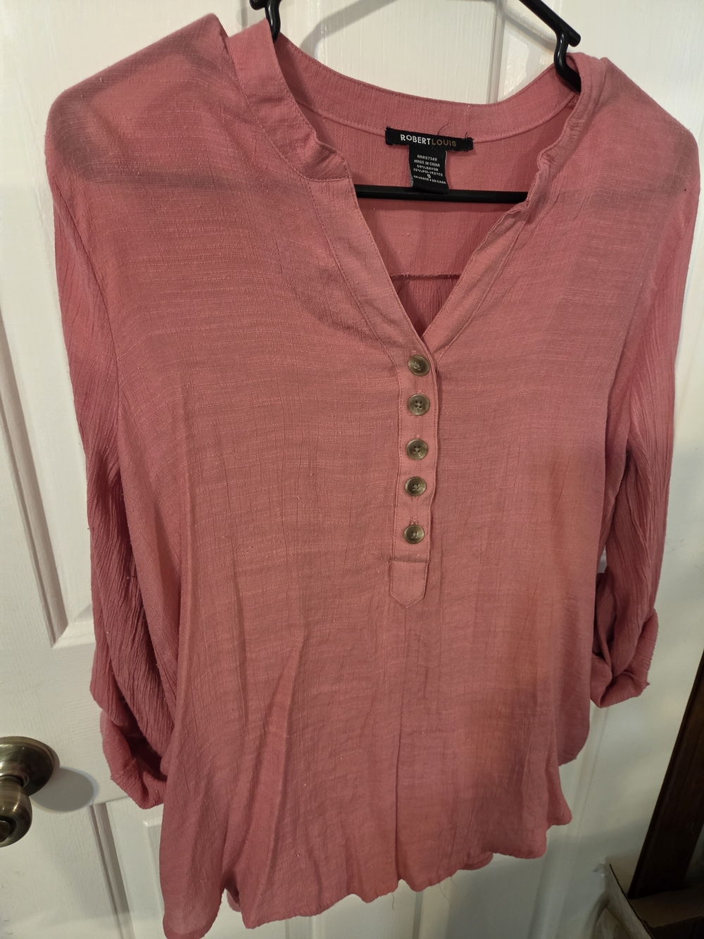 Robert Louis Dusty Rose Button-Front Women's Top